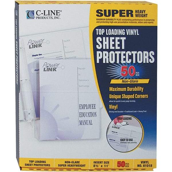 C-LINE - 50 Piece Clear Sheet Protectors-Ring Binder - 11" High x 8-1/2" Wide - All Tool & Supply