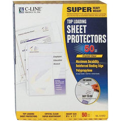 C-LINE - 50 Piece Clear Sheet Protectors-Ring Binder - 11" High x 8-1/2" Wide - All Tool & Supply