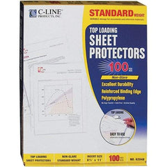 C-LINE - 100 Piece Clear Sheet Protectors-Ring Binder - 11" High x 8-1/2" Wide - All Tool & Supply