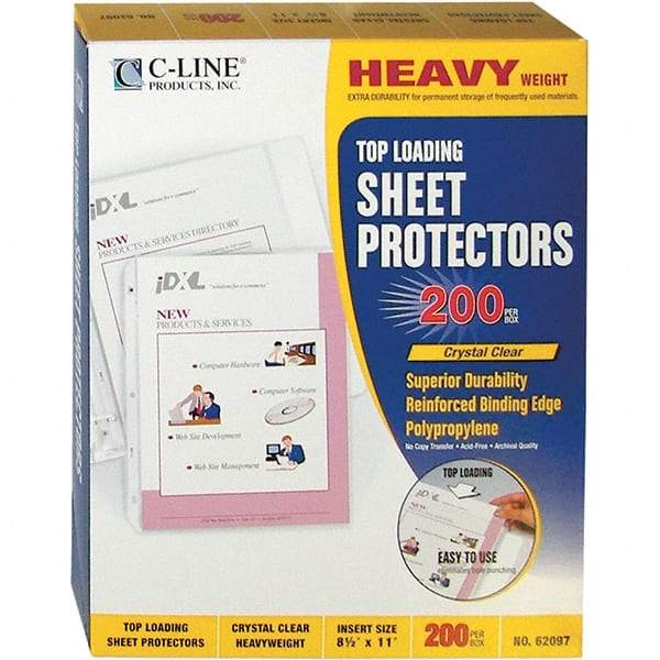 C-LINE - 200 Piece Clear Sheet Protectors-Ring Binder - 11" High x 8-1/2" Wide - All Tool & Supply