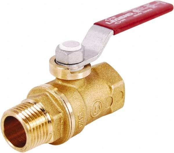 Legend Valve - 3/8" Pipe, Standard Port, Lead Free Brass Standard Ball Valve - 2 Piece, MNPT x FNPT Ends, Lever Handle, 400 WOG, 125 WSP - All Tool & Supply