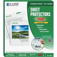 C-LINE - 100 Piece Clear Sheet Protectors-Ring Binder - 11" High x 8-1/2" Wide - All Tool & Supply