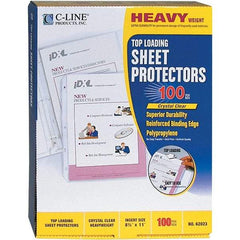 C-LINE - 100 Piece Clear Sheet Protectors-Ring Binder - 11" High x 8-1/2" Wide - All Tool & Supply