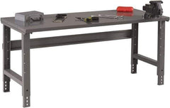 Tennsco - 60 Wide x 30" Deep x 33-1/2" High, 12 Gauge Steel Workbench - Adjustable Height Legs, Medium Gray - All Tool & Supply