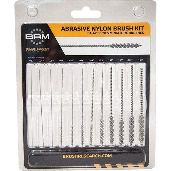 Brush Research Mfg. - 0.032" to 0.189" Bore Diam, 60 Grit, Nylon with Abrasive Grain Flexible Hone - Coarse/Medium, 3" OAL - All Tool & Supply