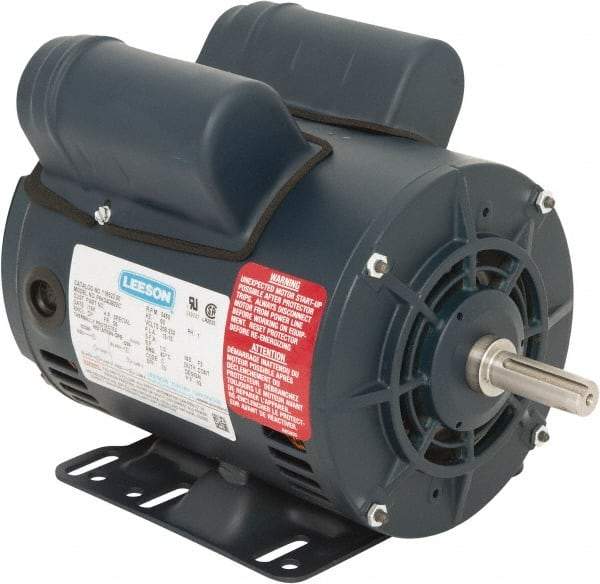 Leeson - 1/2 Max hp, 3,600 Max RPM, Electric AC DC Motor - 230 V Input, Single Phase, 56 Frame, 5/8" Shaft Diam, Rigid Base Mount, ODP Enclosure - All Tool & Supply