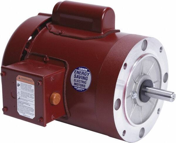 Leeson - 1 Max hp, 1,800 Max RPM, Electric AC DC Motor - 115/208-230 V Input, Single Phase, 56C Frame, 5/8" Shaft Diam, C-Face Mount, TEFC Enclosure - All Tool & Supply