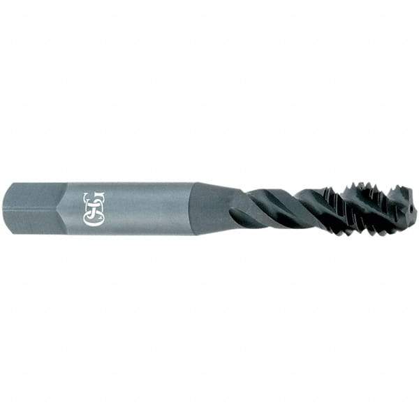 OSG - 1/4-20 UNC, 3 Flute, 15° Helix, Semi-Bottoming Chamfer, Oxide Finish, Powdered Metal Spiral Flute STI Tap - Right Hand Flute, 2-23/32" OAL, 0.318" Shank Diam, 1-1/8" Thread Length, Series 315 - Exact Industrial Supply