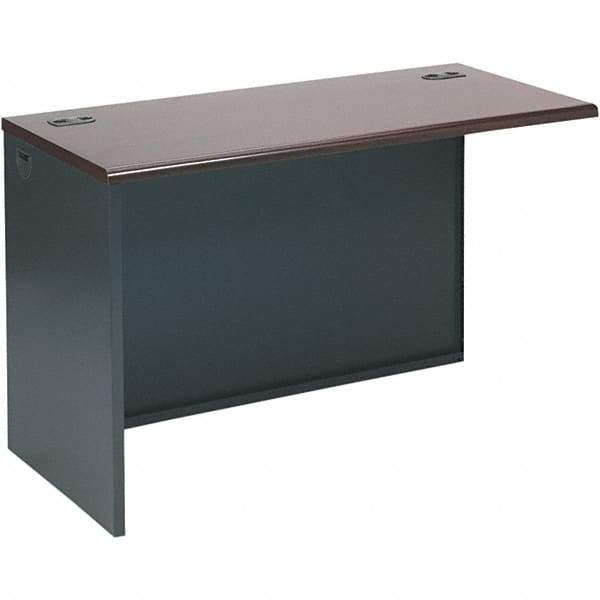 Hon - Steel-Reinforced High-Pressure Laminate Return/Bridge Shell Desk - 48" Wide x 24" Deep x 29-1/2" High, Mahogany/Charcoal - All Tool & Supply