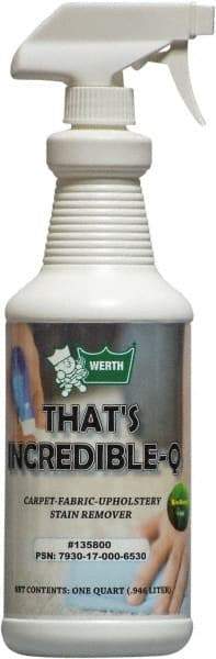 Werth Sanitary Supply - 1 Qt Plastic Bottle Carpet Cleaner - Coconut Breeze Scent, Use on Carpet Cleaning - All Tool & Supply