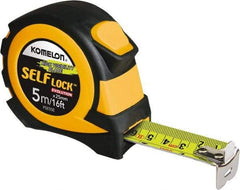 Komelon - 16' x 25mm Yellow Steel Blade Tape Measure - 5mm Graduation, Inch/Metric Graduation Style, Yellow/Black ABS Plastic Case - All Tool & Supply