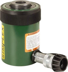 TK Simplex - 2" Stroke, 20 Ton Portable Hydraulic Hollow Hole Cylinder - 4.73 Sq In Effective Area, 9.46 Cu In Oil Capacity, 6.42 to 8.42" High, 2-1/8" Plunger Diam, 10,000 Max psi - All Tool & Supply