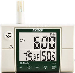 Extech - Visual, Audible Alarm, LCD Display, Indoor Air Quality Monitor - Monitors Carbon Dioxide - All Tool & Supply