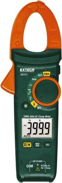 Extech - MA443, CAT III, Digital True RMS Auto Ranging Clamp Meter with 1.18" Clamp On Jaws - 600 VAC/VDC, 400 AC Amps, Measures Voltage, Capacitance, Continuity, Current, Frequency, Resistance, Temperature - All Tool & Supply