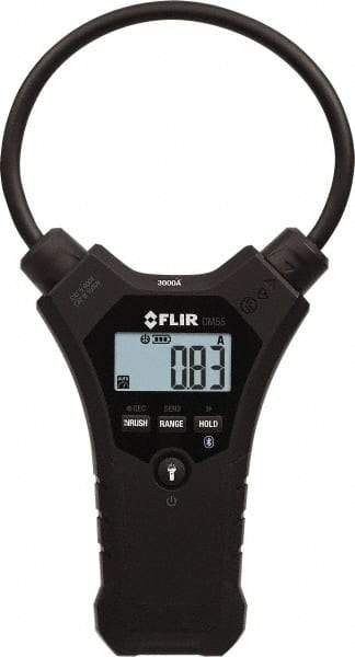 FLIR - CM55, CAT IV, Digital True RMS Wireless Clamp Meter with 10" Flex Jaws - 3000 AC Amps, Measures Current - All Tool & Supply