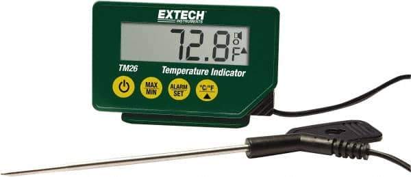 Extech - -40 to 392°F Waterproof Digital Thermometer - LCD Display, Stainless Steel Probe Sensor, CR-2032 Power - All Tool & Supply