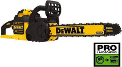 DeWALT - 40 Volt, 50 Ft/sec, Battery Powered Chainsaw - 16" Guide Bar Length, 7,500 RPM, 3/8" Chain Pitch, 0.043 Chain Gauge - All Tool & Supply