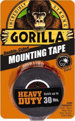 Gorilla Tape - 1" x 60" Acrylic Adhesive Double Sided Tape - 43 mil Thick, Black, Polyethylene Film Liner, Continuous Roll - All Tool & Supply