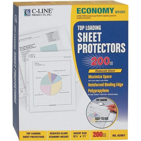 C-LINE - 200 Piece Clear Sheet Protectors-Ring Binder - 11" High x 8-1/2" Wide - All Tool & Supply