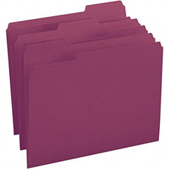 SMEAD - 11-5/8 x 9-1/2", Letter Size, Maroon, File Folders with Top Tab - 11 Point Stock, Assorted Tab Cut Location - All Tool & Supply