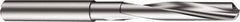 Sandvik Coromant - 6.3mm 130° Spiral Flute Solid Carbide Screw Machine Drill Bit - Uncoated, Right Hand Cut, 1.3386" Flute Length, 3.1102" OAL, Split Point, Straight Shank, Through Coolant - All Tool & Supply