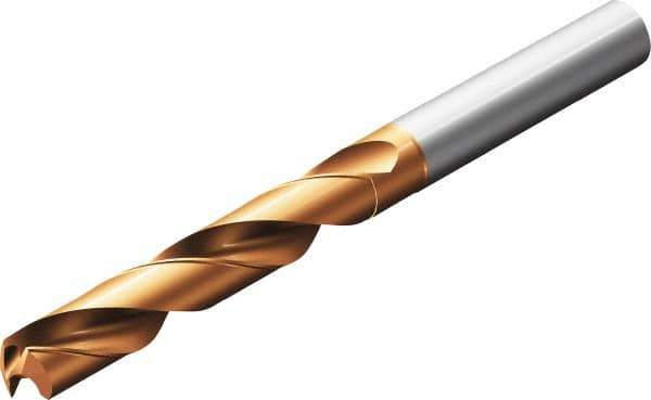 Sandvik Coromant - 9.9mm 147° Solid Carbide Jobber Drill - TiAlN Finish, Right Hand Cut, Cylindrical Shank, 103mm OAL - All Tool & Supply