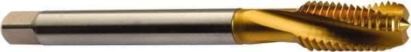 Sandvik Coromant - M30x3.50 Metric 4 Flute 6H Modified Bottoming Spiral Flute Tap - Powdered Metal, TiN Finish, 180mm OAL, Right Hand Flute, Right Hand Thread, Series CoroTap 300 - Exact Industrial Supply