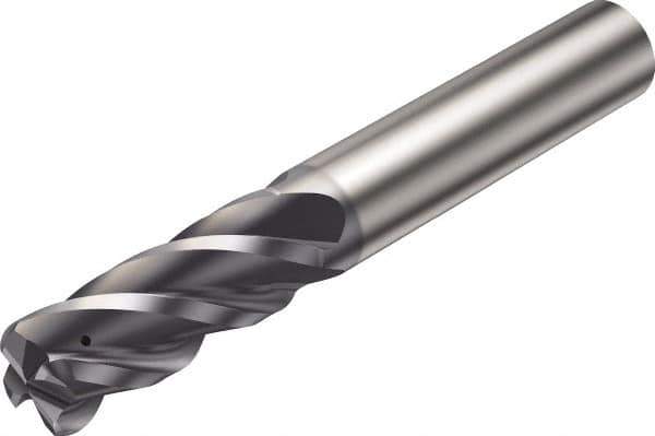 Sandvik Coromant - 1/4", 5/8" LOC, 1/4" Shank Diam, 2-1/2" OAL, 4 Flute, Solid Carbide Square End Mill - Single End, AlTiN Finish, Spiral Flute, 38° Helix, Right Hand Cut, Right Hand Flute, Series CoroMill Plura - All Tool & Supply