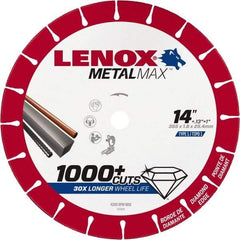 Lenox - 14" 25/30 Grit Diamond Cutoff Wheel - 0.13" Thick, 1" Arbor, 4,300 Max RPM, Use with Stationary Tools - All Tool & Supply