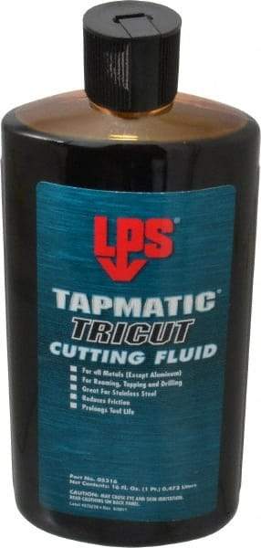 LPS - Tapmatic TriCut, 16 oz Bottle Cutting & Tapping Fluid - Semisynthetic, For Boring, Broaching, Drawing, Drilling, Engraving, Facing, Milling, Reaming, Sawing, Stamping, Tapping, Threading, Turning - All Tool & Supply