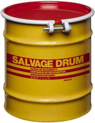 Made in USA - 10 Gallon Cylindrical Carbon Steel Open Head Drum - 17" High x 14" Diam - All Tool & Supply