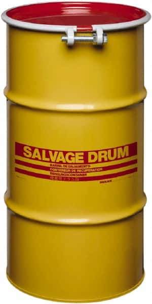 Made in USA - 16 Gallon Cylindrical Carbon Steel Open Head Drum - 27" High x 14" Diam - All Tool & Supply