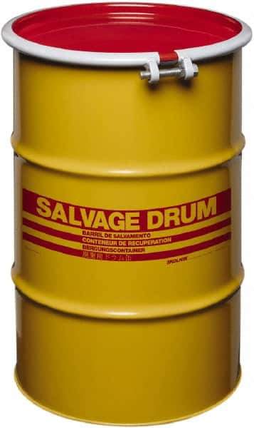 Made in USA - 30 Gallon Cylindrical Carbon Steel Open Head Drum - 27-1/2" High x 18-1/4" Diam - All Tool & Supply