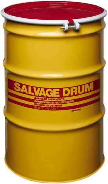 Made in USA - 55 Gallon Cylindrical Carbon Steel Open Head Drum - 33" High x 22-1/2" Diam - All Tool & Supply