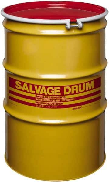 Made in USA - 85 Gallon Cylindrical Carbon Steel Open Head Drum - 37" High x 26" Diam - All Tool & Supply