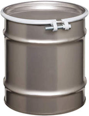 Made in USA - 10 Gallon Cylindrical Stainless Steel Open Head Drum - 17" High x 14" Diam - All Tool & Supply