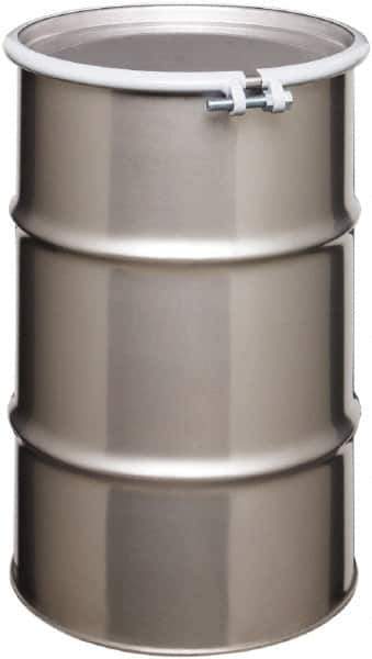 Made in USA - 30 Gallon Cylindrical Stainless Steel Open Head Drum - 27-1/2" High x 18-1/4" Diam - All Tool & Supply