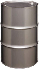 Made in USA - 55 Gallon Cylindrical Stainless Steel Tight Head Drum - 33" High x 22-1/2" Diam - All Tool & Supply