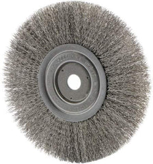 Weiler - 8" OD, 3/4" Arbor Hole, Crimped Stainless Steel Wheel Brush - 0.0118" Filament Diam - All Tool & Supply