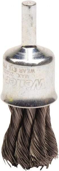 Weiler - 3/4" Brush Diam, Knotted, End Brush - 1/4" Diam Shank, 20,000 Max RPM - All Tool & Supply