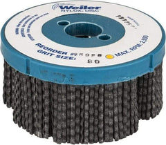 Weiler - 4" 80 Grit Silicon Carbide Disc Brush - Medium Grade, Plain Hole Connector, 1-1/2" Trim Length, 7/8" Arbor Hole - All Tool & Supply