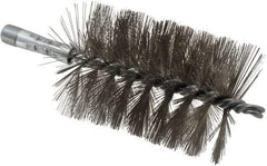 Schaefer Brush - 4-1/2" Brush Length, 3" Diam, Double Stem, Single Spiral Tube Brush - 7-1/4" Long, Stainless Steel, 1/4" NPSM Male Connection - All Tool & Supply