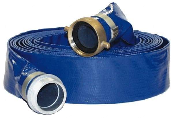 Alliance Hose & Rubber - -10 to 150°F, 1-1/2" Inside x 1.62" Outside Diam, PVC Liquid Suction & Discharge Hose - Blue, 100' Long, 75 psi Working & 225 psi Brust Pressure - All Tool & Supply