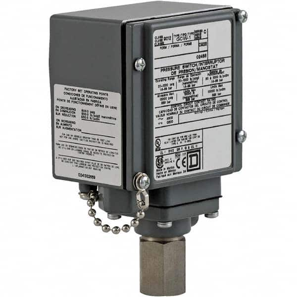 Square D - 4, 13 and 4X NEMA Rated, SPDT, 20 to 1,000 psi, Electromechanical Pressure and Level Switch - Exact Industrial Supply