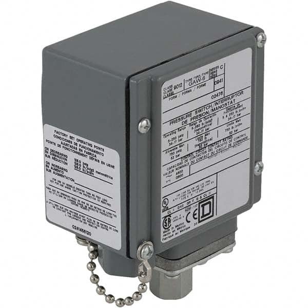 Square D - 4, 13 and 4X NEMA Rated, DPDT, 3 to 150 psi, Electromechanical Pressure and Level Switch - Exact Industrial Supply