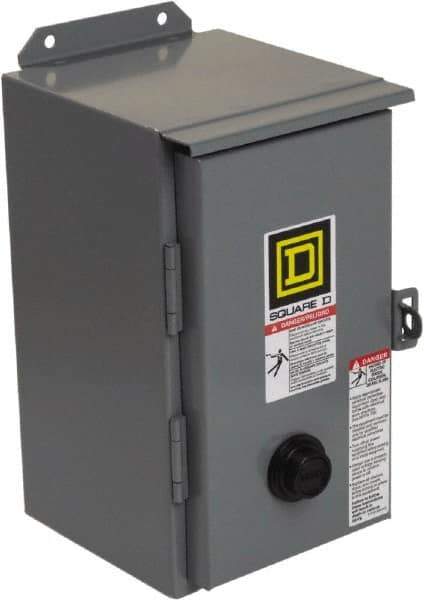 Square D - 110 Coil VAC at 50 Hz, 120 Coil VAC at 60 Hz, 27 Amp, NEMA Size 1, Nonreversible Enclosed Enclosure NEMA Motor Starter - 2 hp at 1 Phase, 12 Enclosure Rating - All Tool & Supply