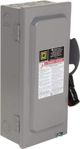 Square D - 30 Amp, 600 VAC/VDC, 3 Pole Nonfused Safety Switch - NEMA 1, 10 hp at 600 VAC, 15 at 600 VDC (Single Phase), 30 hp at 600 VAC, 15 hp at 600 VDC (Triple Phase) - All Tool & Supply