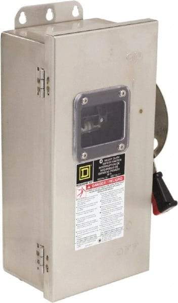 Square D - 30 Amp, 600 VAC/VDC, 3 Pole Nonfused Safety Switch - NEMA 12, 3, 3R, 4 & 4X, 10 hp at 600 VAC, 15 at 600 VDC (Single Phase), 30 hp at 600 VAC, 15 hp at 600 VDC (Triple Phase) - All Tool & Supply