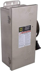 Square D - 30 Amp, 600 VAC/VDC, 3 Pole Fused Safety Switch - NEMA 12, 3, 3R, 4 & 4X, 7.5 hp at 480 VAC, 5 hp at 250 VDC (Single Phase), 20 hp at 600 VAC, 10 hp at 600 VDC (Triple Phase), 3PST Contact Form - All Tool & Supply