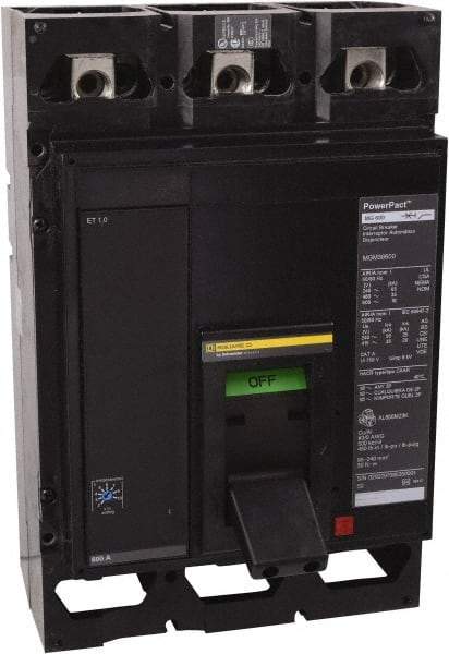 Square D - 800 Amp, 600 V, 3 Pole, Panel Mount Molded Case Circuit Breaker - Multiple Breaking Capacity Ratings - All Tool & Supply